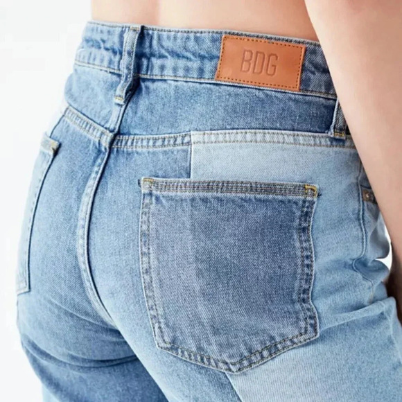 BDG Jessye Spliced Two Tone Distressed Button Fly Slim Straight Jeans 28 - Picture 2 of 15